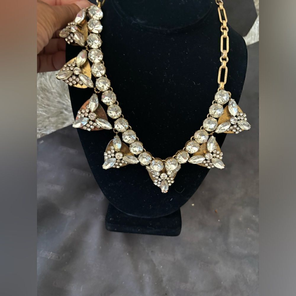J.Crew Crystal Rhinestones Statement Necklace big flower accessory neck piece